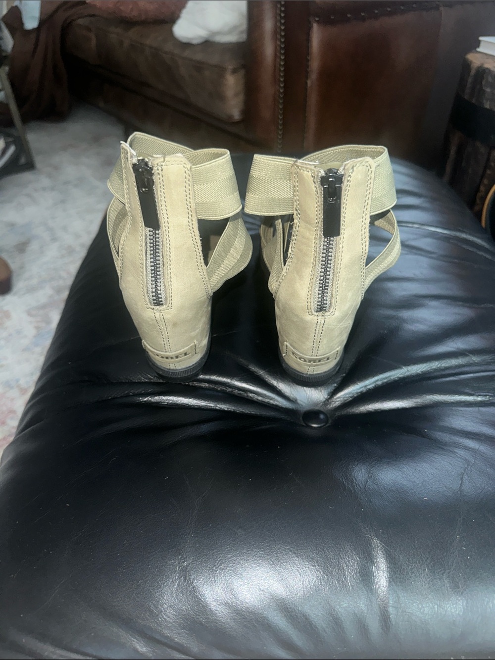 Sorel Women's Crisscross Elastic Sandals in Olive Green-7 - Picture 2 of 8